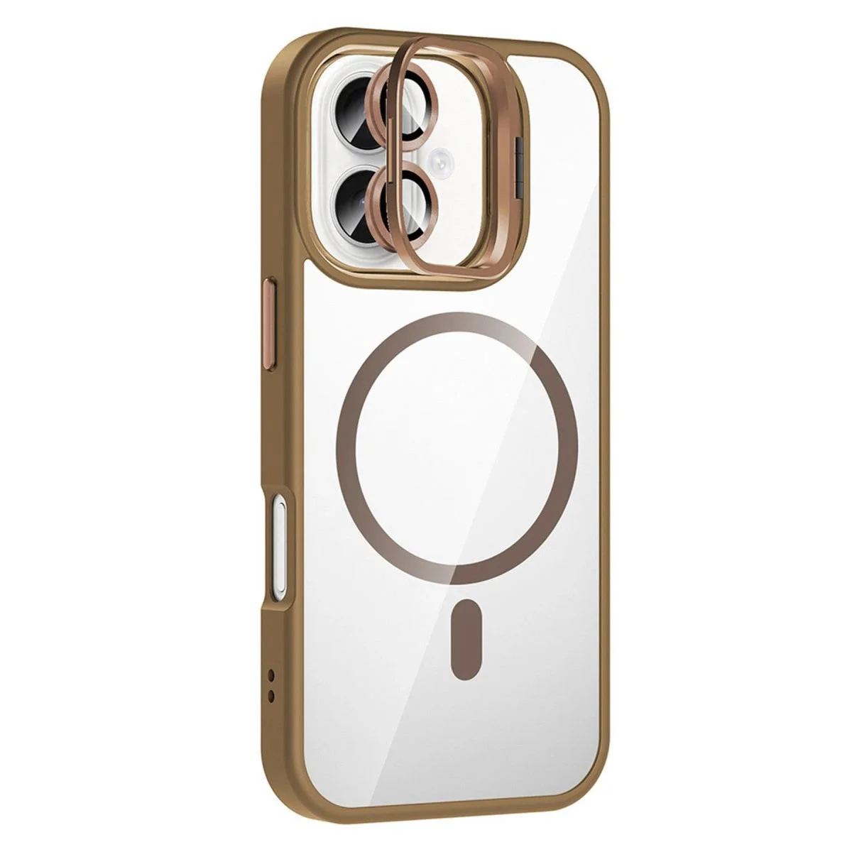 iPhone 17 ile Uyumlu Remim Lensli MagSafe Standlı Kapak - Kahverengi Şeffaf Koruyucu iPhone 17 ile Uyumlu Remim Lensli MagSafe Standlı Kapak - Kahverengi Şeffaf Koruyucu
