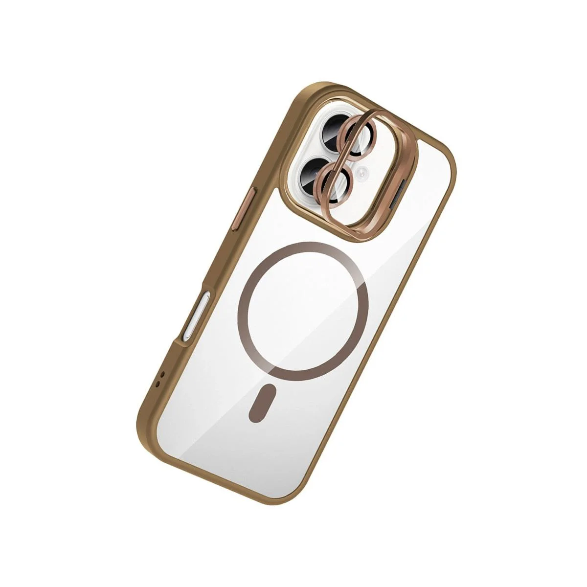 iPhone 17 ile Uyumlu Remim Lensli MagSafe Standlı Kapak - Kahverengi Şeffaf Koruyucu iPhone 17 ile Uyumlu Remim Lensli MagSafe Standlı Kapak - Kahverengi Şeffaf Koruyucu