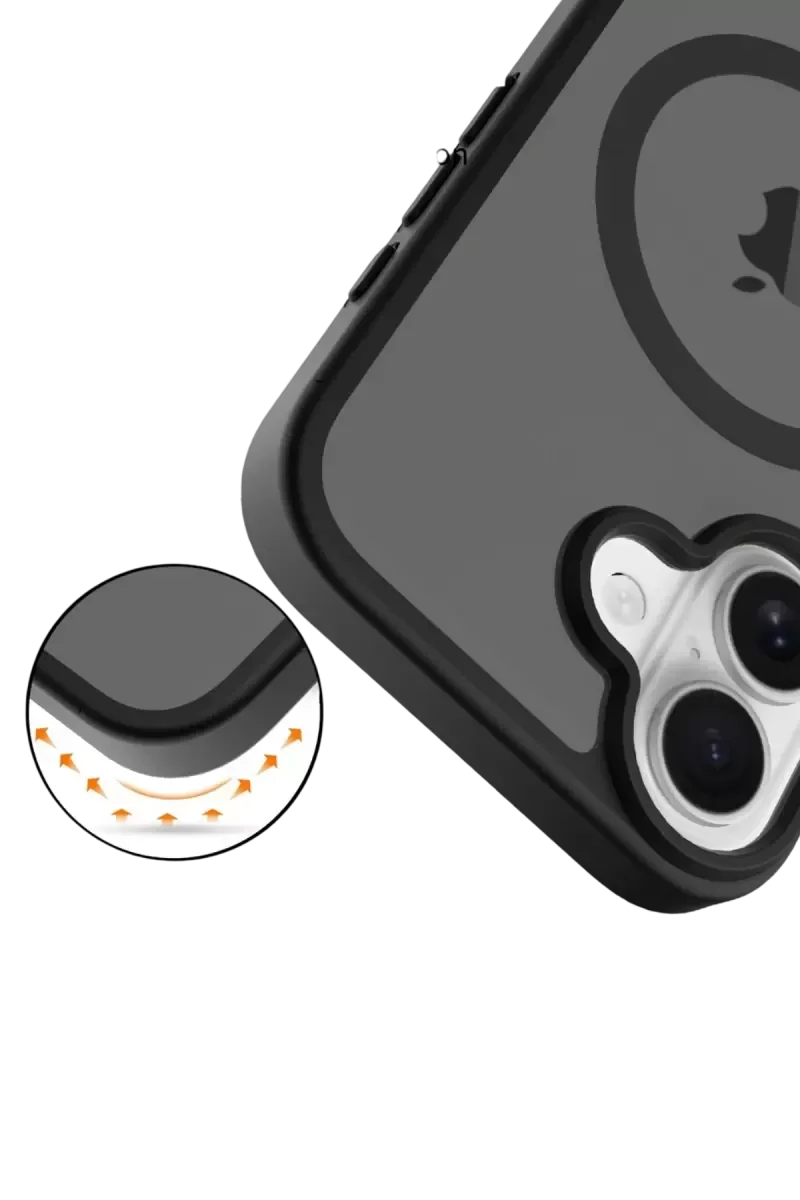 iPhone 17 ile Uyumlu Jota MagSafe Kılıf - Siyah Premium Silikon Çift Katmanlı Koruma