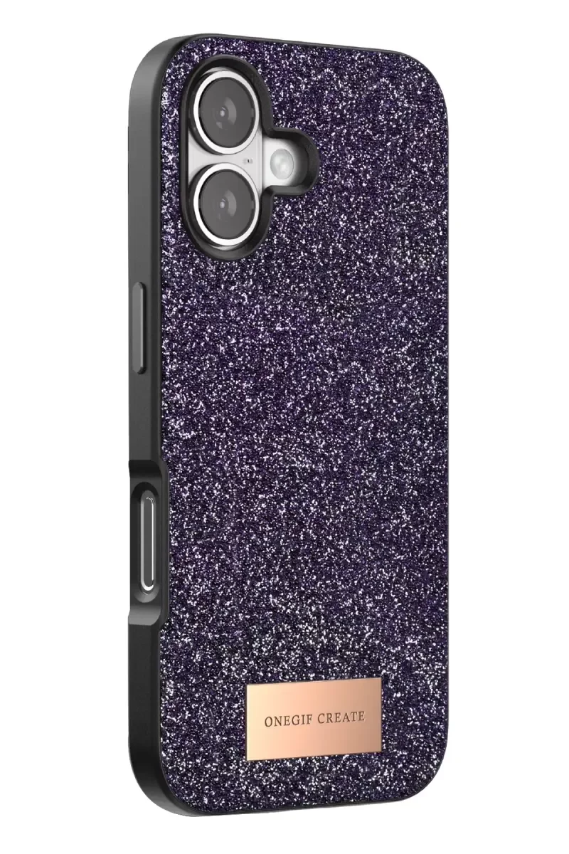 iPhone 17 ile Uyumlu Bright Simli Kapak - Derin Mor