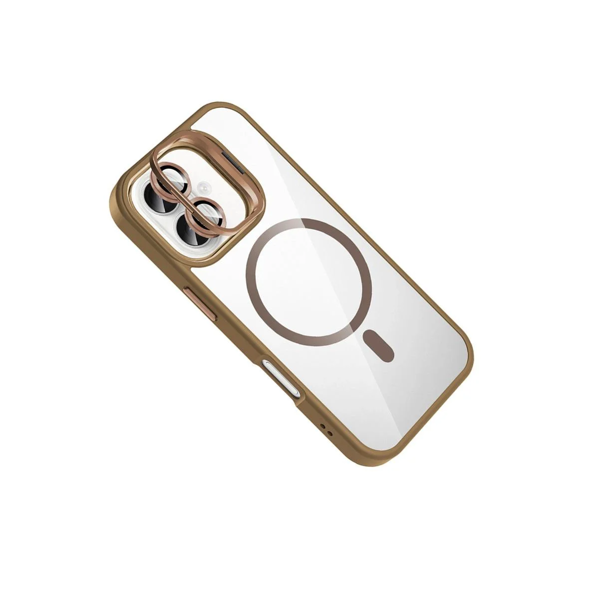 iPhone 17 ile Uyumlu Remim Lensli MagSafe Standlı Kapak - Kahverengi Şeffaf Koruyucu iPhone 17 ile Uyumlu Remim Lensli MagSafe Standlı Kapak - Kahverengi Şeffaf Koruyucu