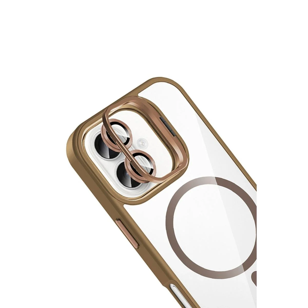 iPhone 17 ile Uyumlu Remim Lensli MagSafe Standlı Kapak - Kahverengi Şeffaf Koruyucu iPhone 17 ile Uyumlu Remim Lensli MagSafe Standlı Kapak - Kahverengi Şeffaf Koruyucu