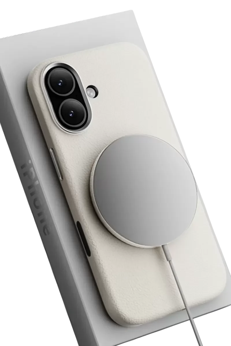 iPhone 17 ile Uyumlu Wonder Deri Magsafe Kapak - Beyaz