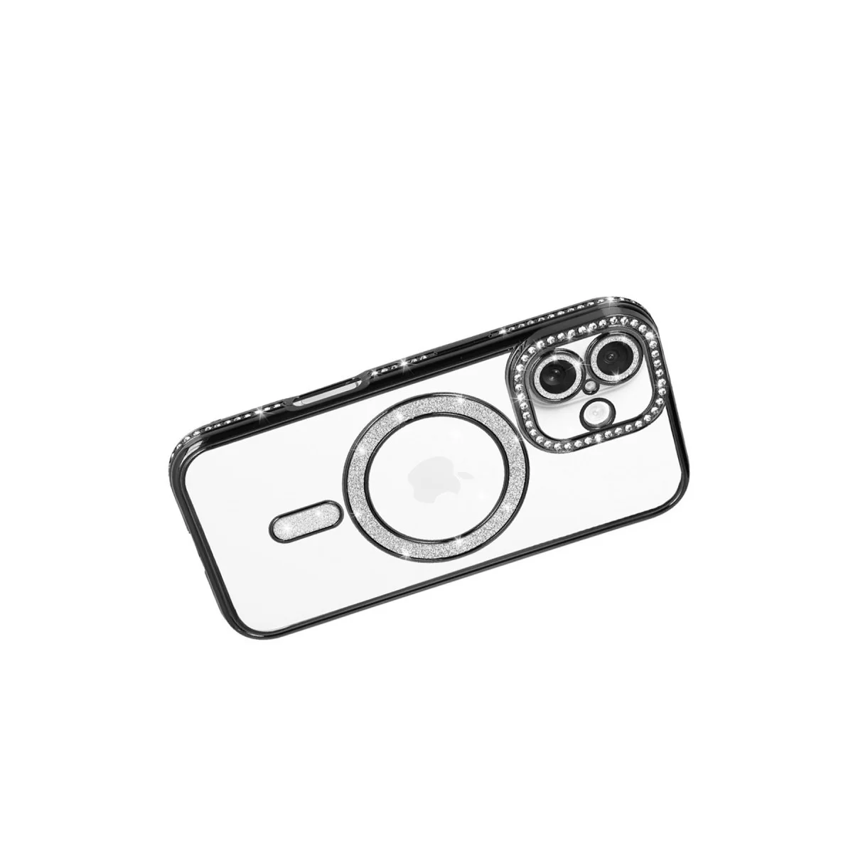 iPhone 17 Joke Simli Magneticsafe Kılıf - Siyah TPU Kristal Arka Mat Kenar