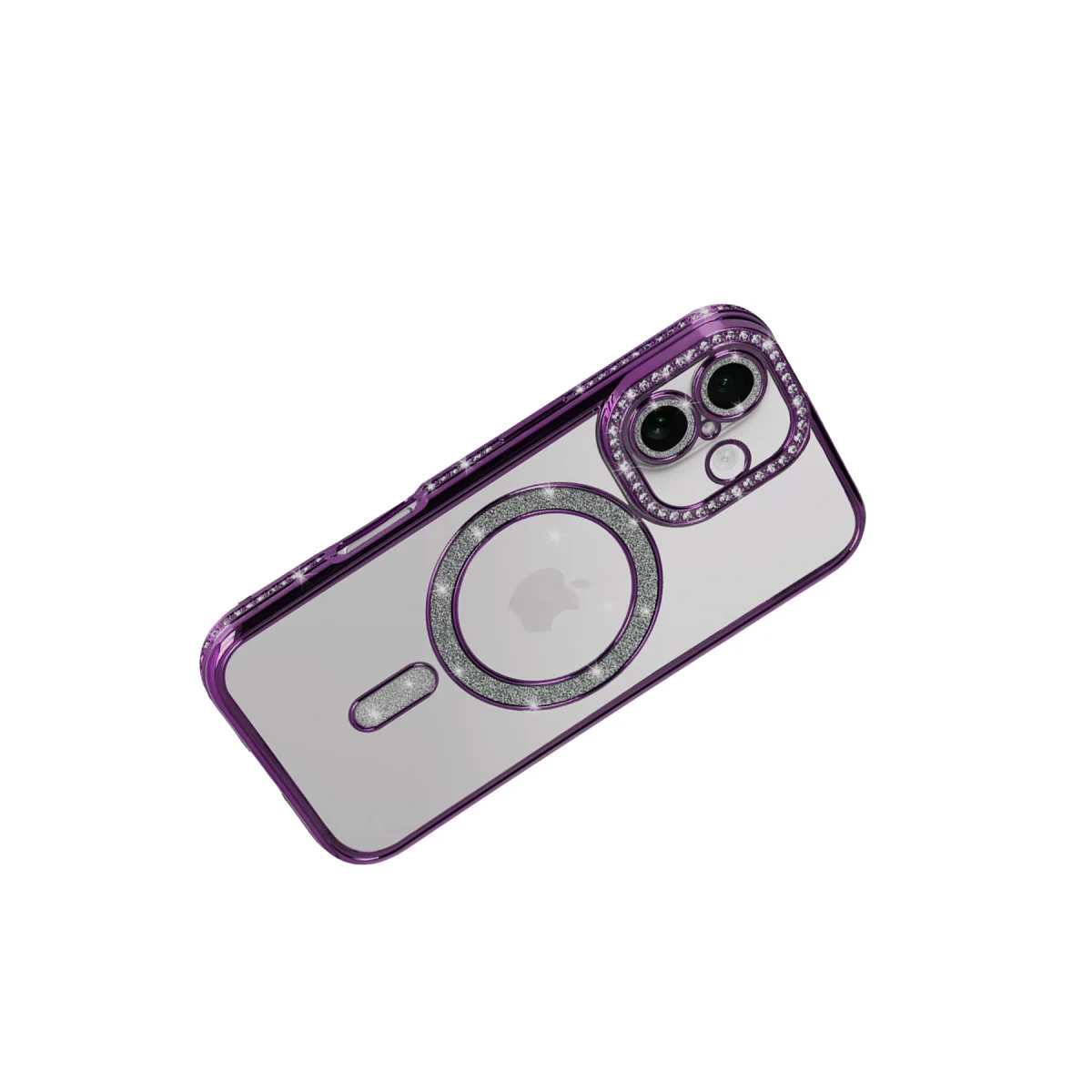 iPhone 17 Joke Simli Magneticsafe Derin Mor Kılıf - Kristal Elmas Tasarım