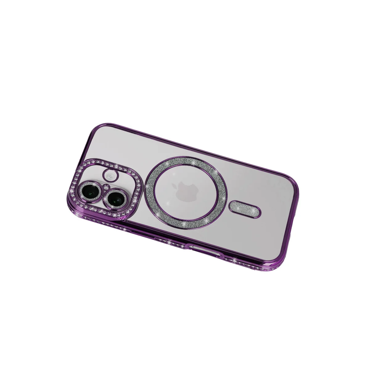 iPhone 17 Joke Simli Magneticsafe Derin Mor Kılıf - Kristal Elmas Tasarım
