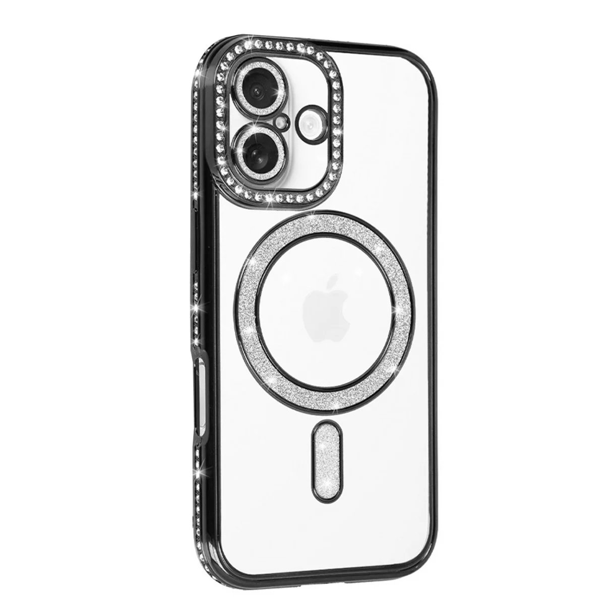 iPhone 17 Joke Simli Magneticsafe Kılıf - Siyah TPU Kristal Arka Mat Kenar