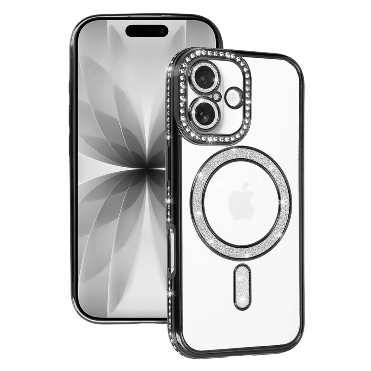 iPhone 17 Joke Simli Magneticsafe Kılıf - Siyah TPU Kristal Arka Mat Kenar
