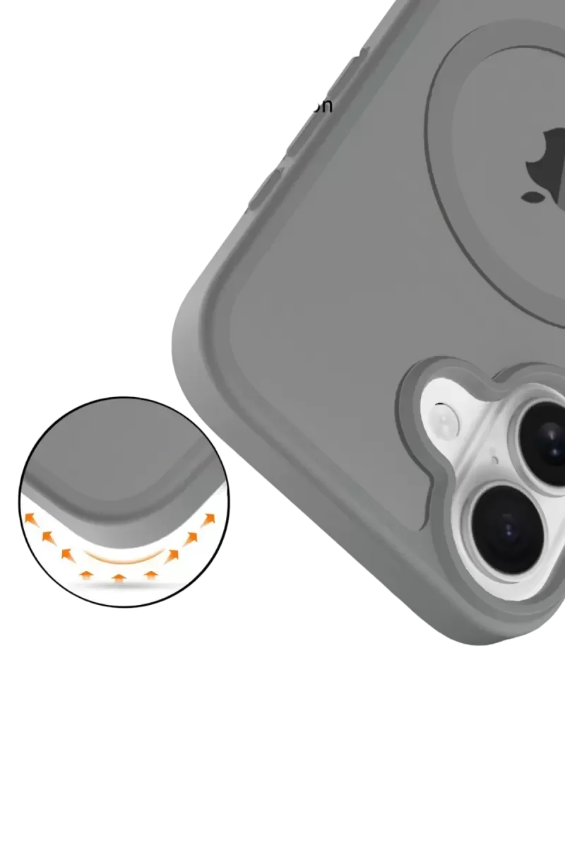 iPhone 17 Jota ile Uyumlu MagSafe Şeffaf Kılıf - Titan Gri | Darbe Korumalı
