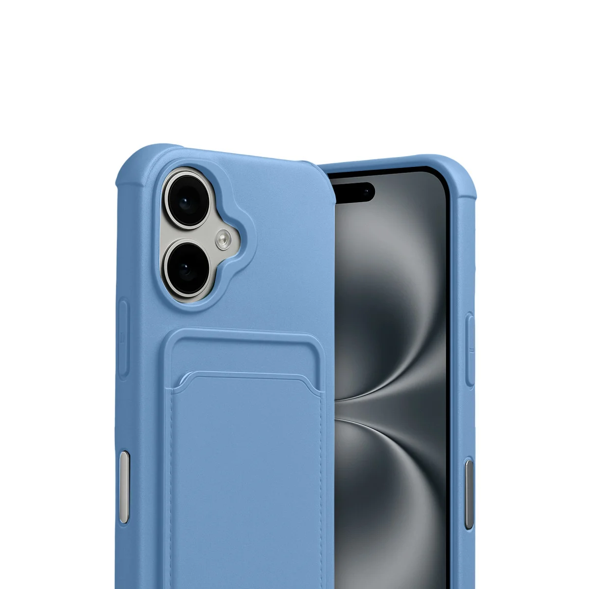 iPhone 17 Kartvizitli Silikon Kılıf - Mavi ve Premium Koruma
