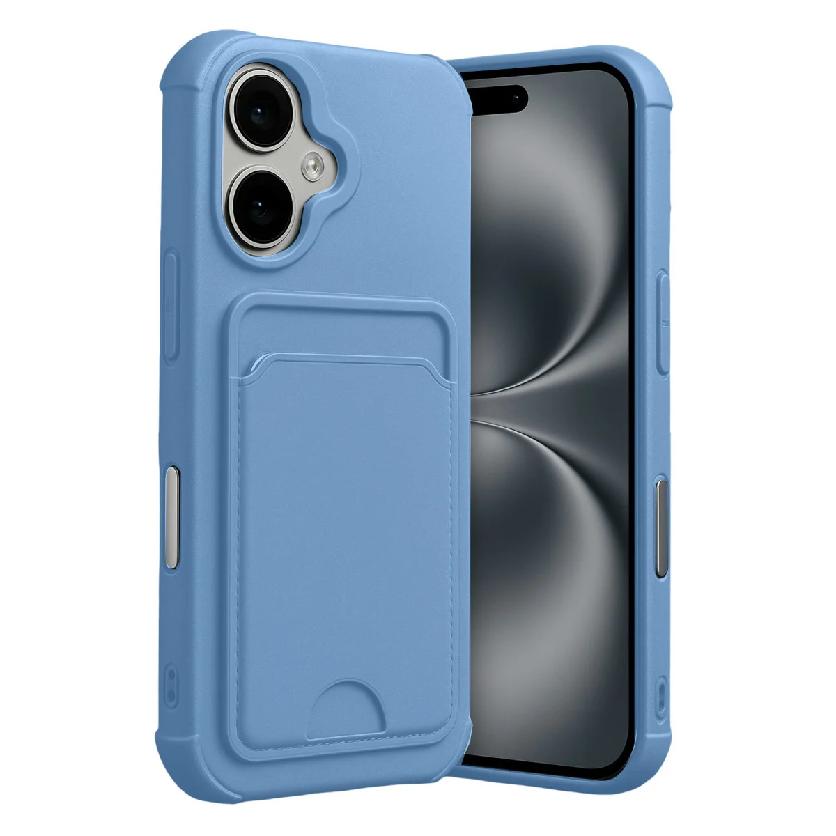 iPhone 17 Kartvizitli Silikon Kılıf - Mavi ve Premium Koruma