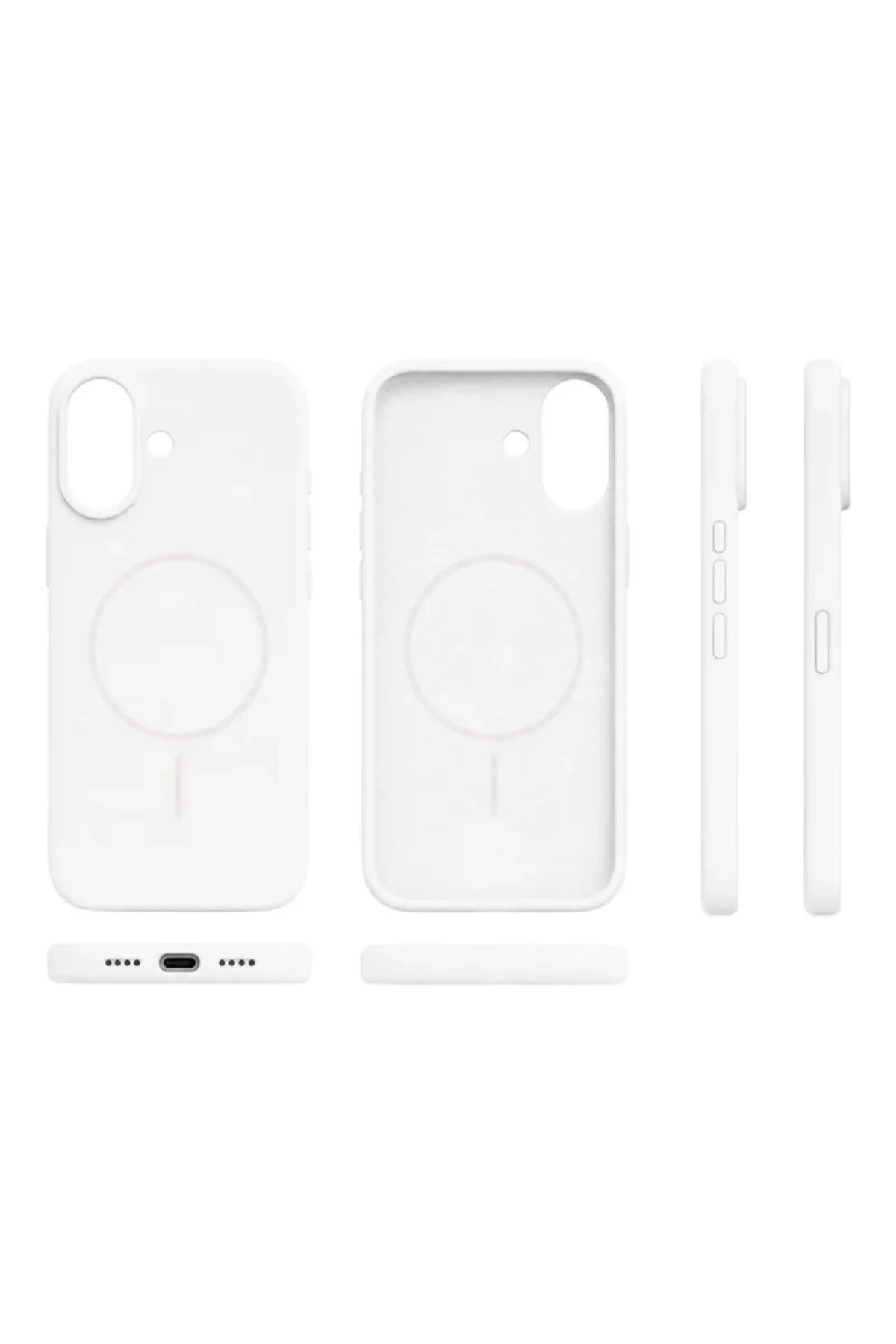 iPhone 17 Mag Core Akıllı MagSafe Animasyonlu Silikon Kılıf Beyaz
