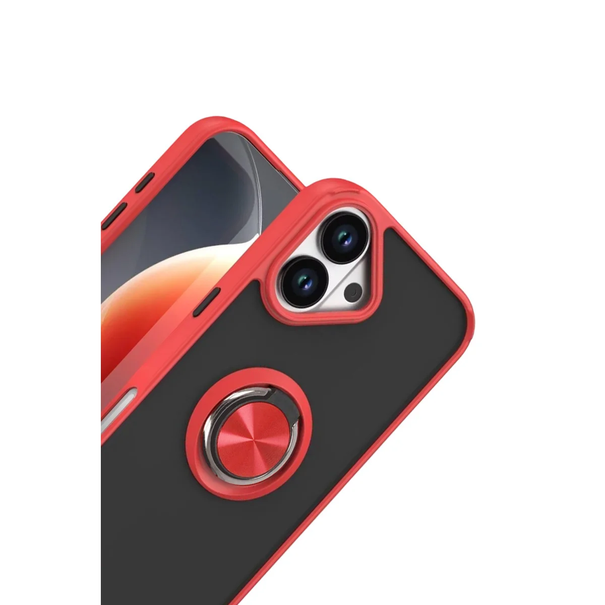 iPhone 17 Montreal Yüzüklü Silikon Kapak - Kırmızı