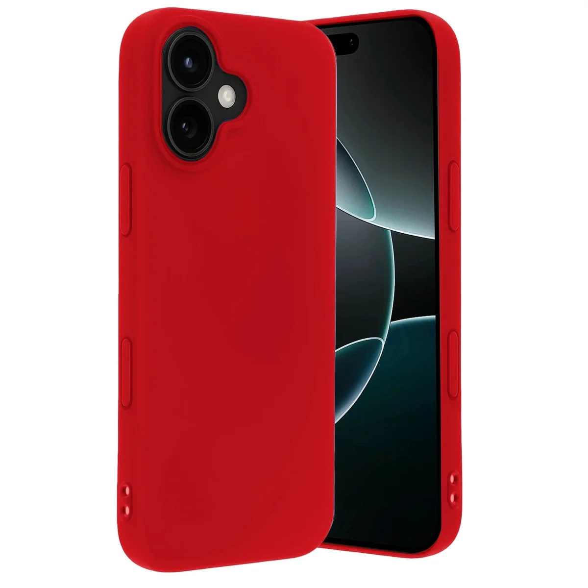 iPhone 17 Nano İçi Kadife Silikon Kılıf - Kırmızı ve Ultra Şık
