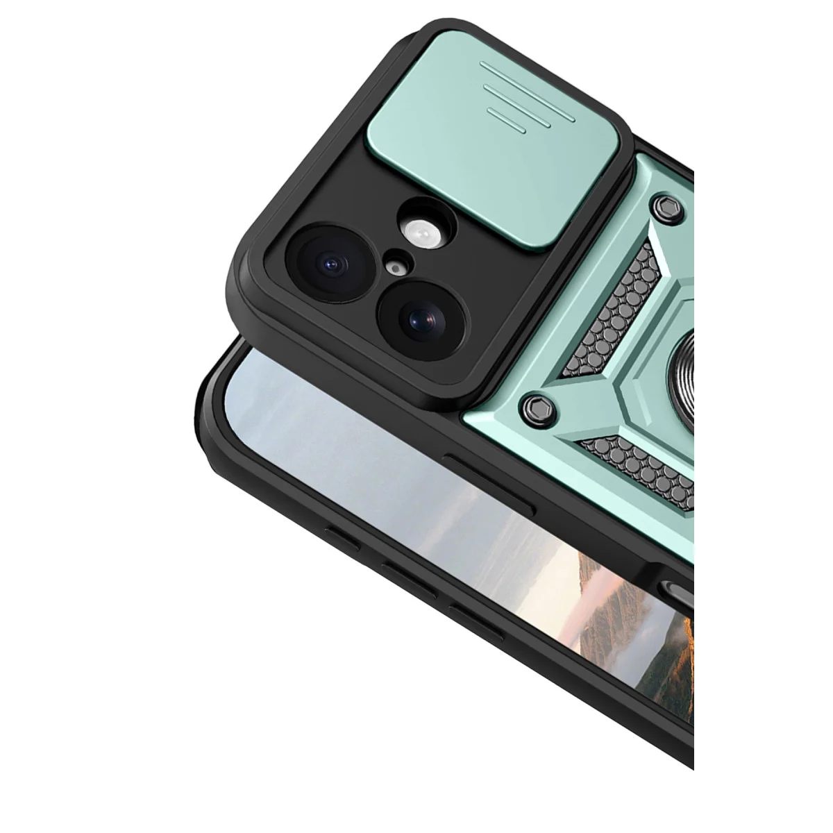 iPhone 17 Pars Lens Yüzüklü Silikon Kılıf - Yeşil, Kamera ve Darbe Koruması
