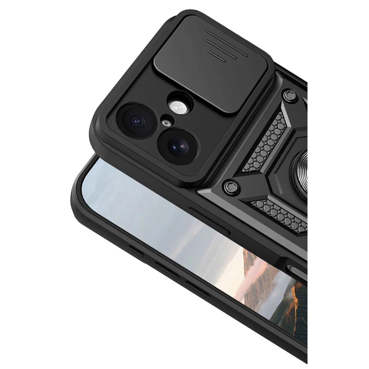 iPhone 17 Pars Lens Yüzüklü Silikon Kılıf - Kamera ve Darbe Korumalı Siyah Kılıf