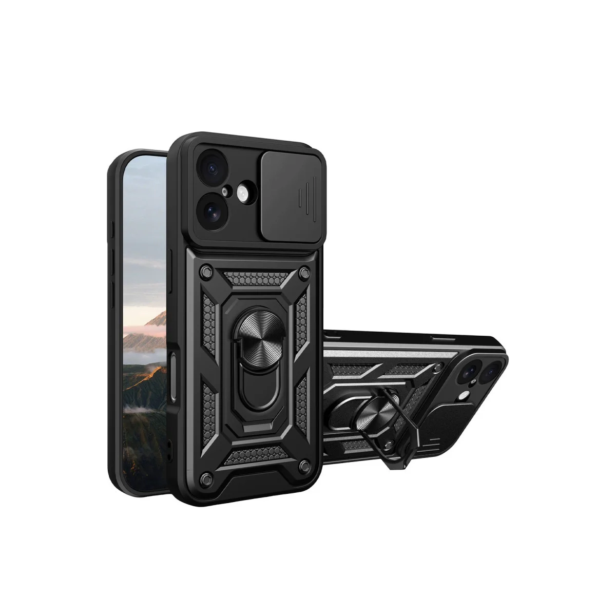 iPhone 17 Pars Lens Yüzüklü Silikon Kılıf - Kamera ve Darbe Korumalı Siyah Kılıf