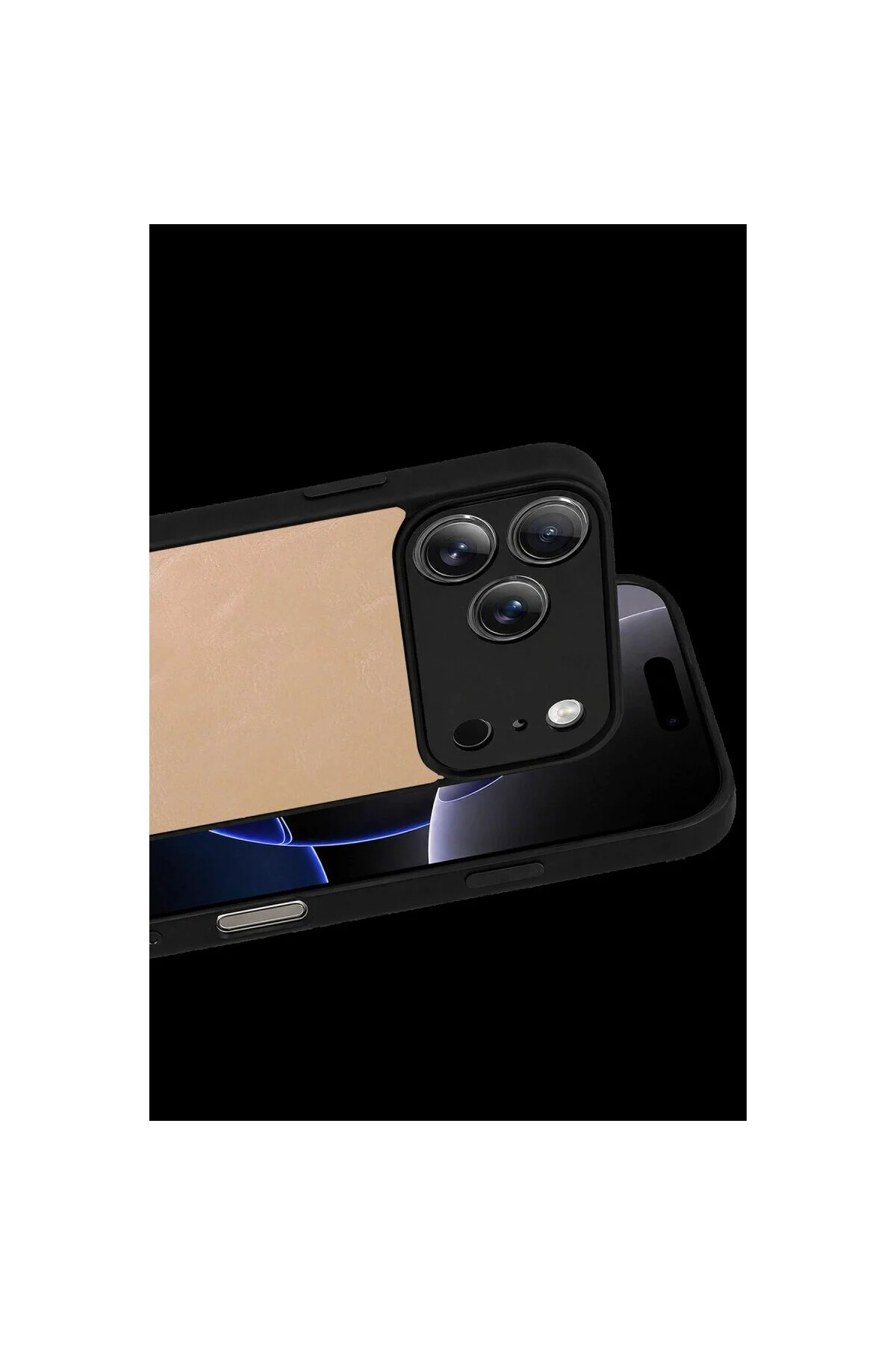 Apple İphone 17 Pro Aras Deri Kapak - Pudra