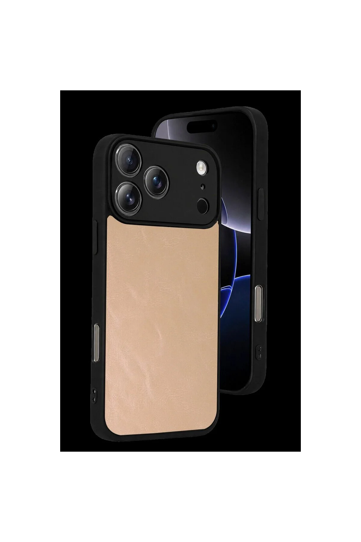 Apple İphone 17 Pro Aras Deri Kapak - Pudra