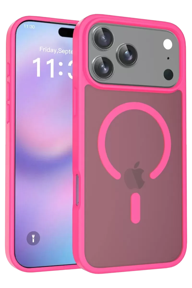iPhone 17 Pro ile Uyumlu MagSafe Kılıf - Rose, Silikon, Çift Katmanlı Koruma, Parmak İzi Tutmaz