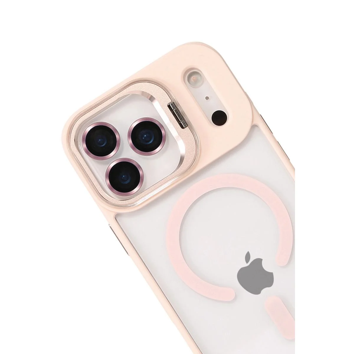 iPhone 17 Pro ile Uyumlu Remim Lensli Magsafe Standlı Kılıf - Pembe Şeffaf iPhone 17 Pro ile Uyumlu Remim Lensli Magsafe Standlı Kılıf - Pembe Şeffaf