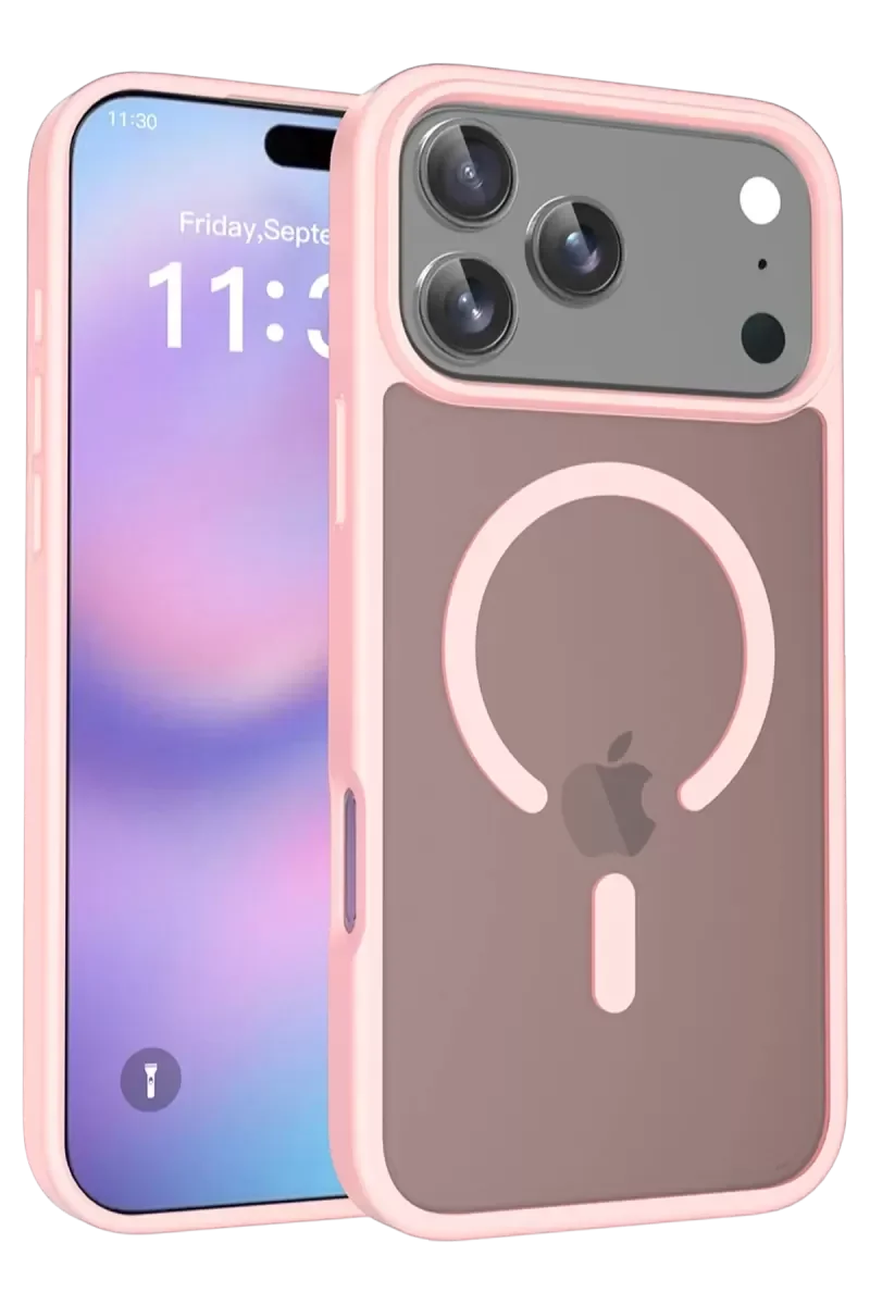 iPhone 17 Pro ile Uyumlu Jota MagSafe Kılıf - Pudra Renk Premium Silikon Koruma