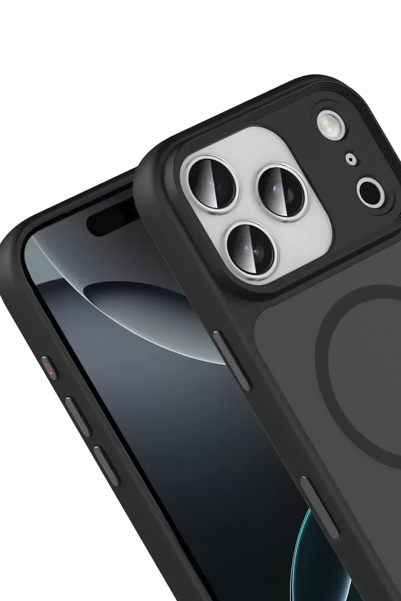 iPhone 17 Pro ile Uyumlu Megane Magsafe Kılıf - Siyah, 360° Askeri Sınıf Koruma, Kamera ve Ekran Korumalı