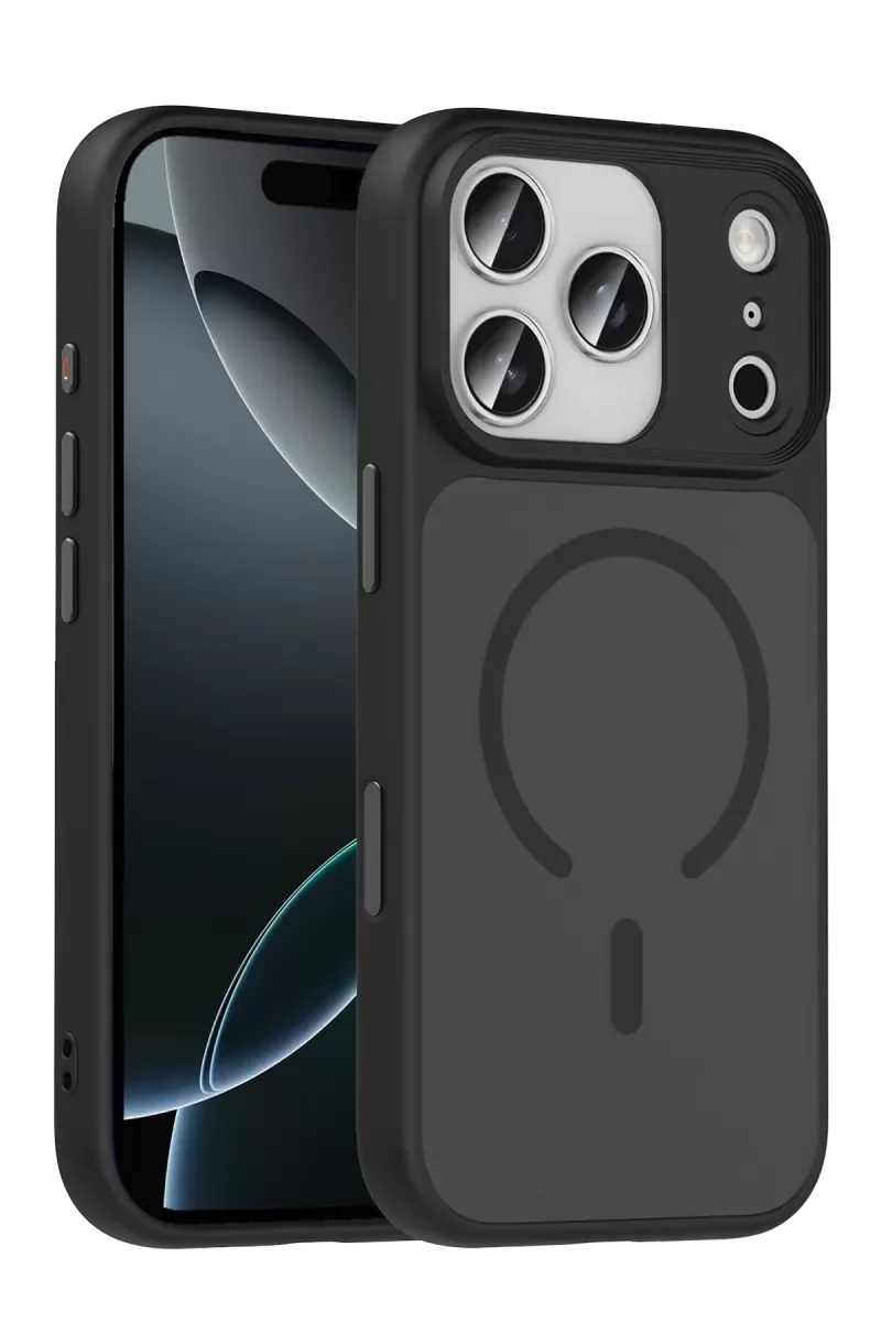 iPhone 17 Pro ile Uyumlu Megane Magsafe Kılıf - Siyah, 360° Askeri Sınıf Koruma, Kamera ve Ekran Korumalı