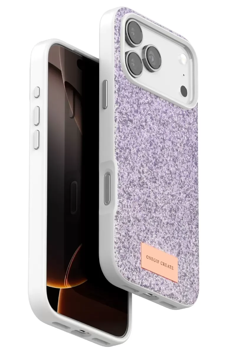 iPhone 17 Pro ile Uyumlu Bright Simli Kapak - Lila
