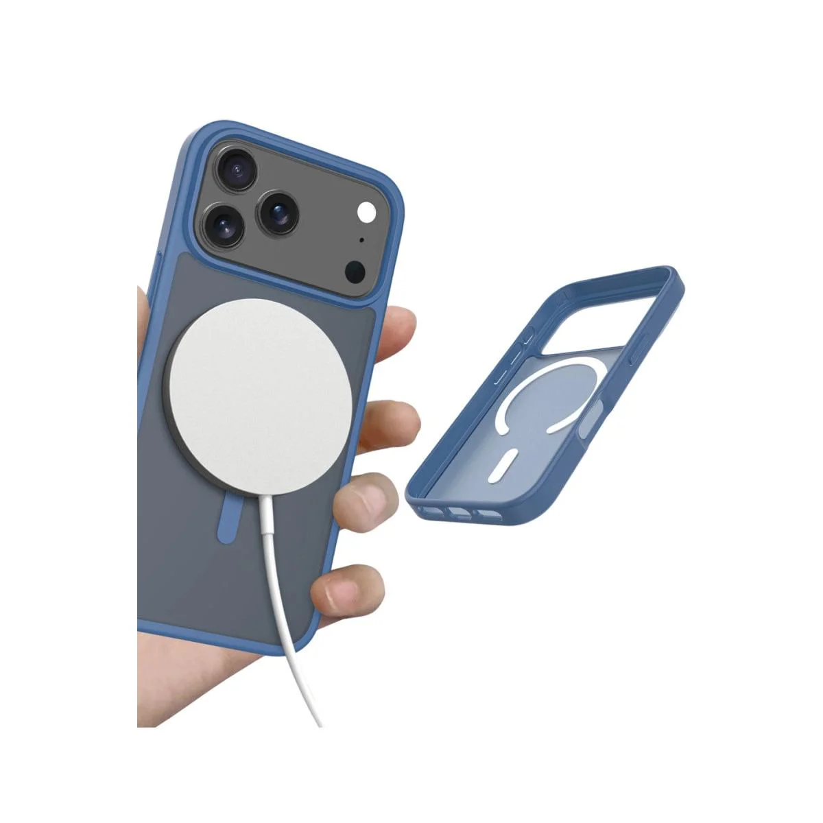 iPhone 17 Pro ile Uyumlu Jota MagSafe Kılıf - Lacivert Premium Silikon Kapak