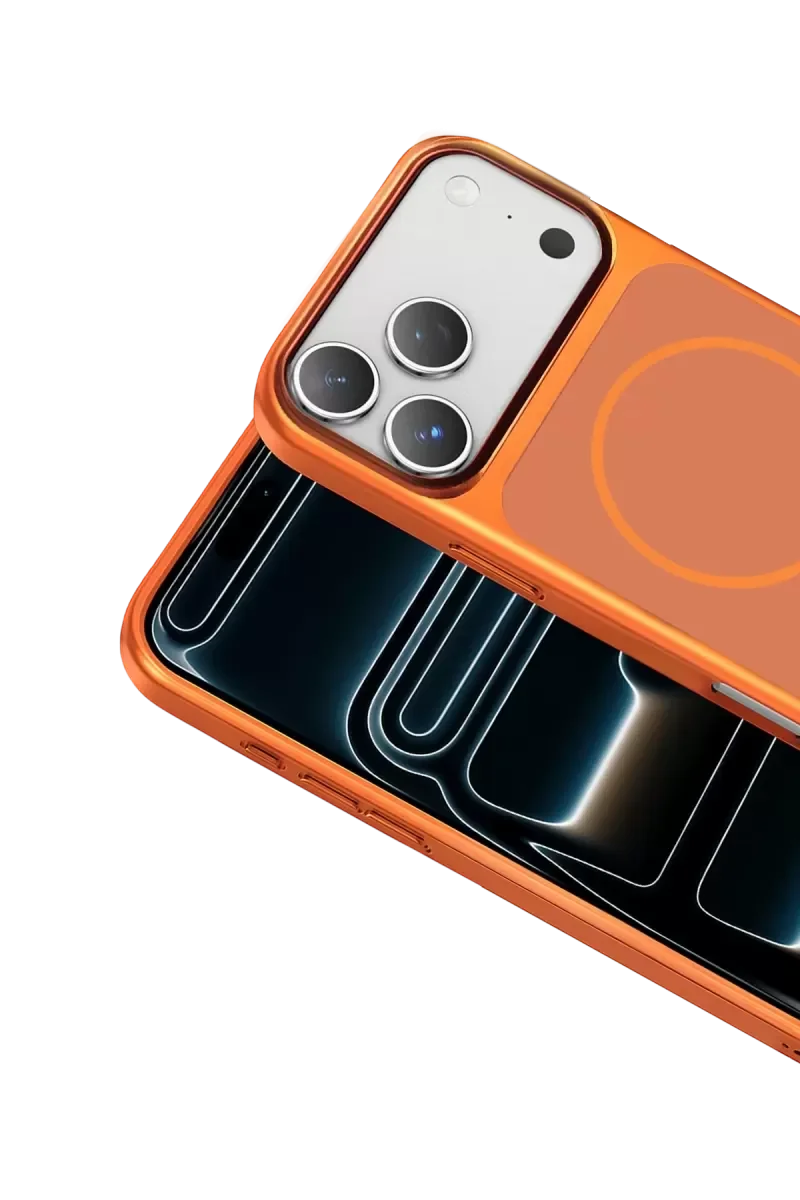 iPhone 17 Pro ile Uyumlu Rush MagSafe Kılıf - Turuncu, Darbe Korumalı
