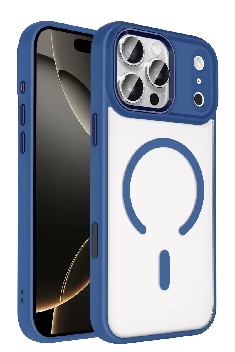 iPhone 17 Pro ile Uyumlu MagSafe Kılıf - Lacivert, Tam Kamera & Ekran Koruma