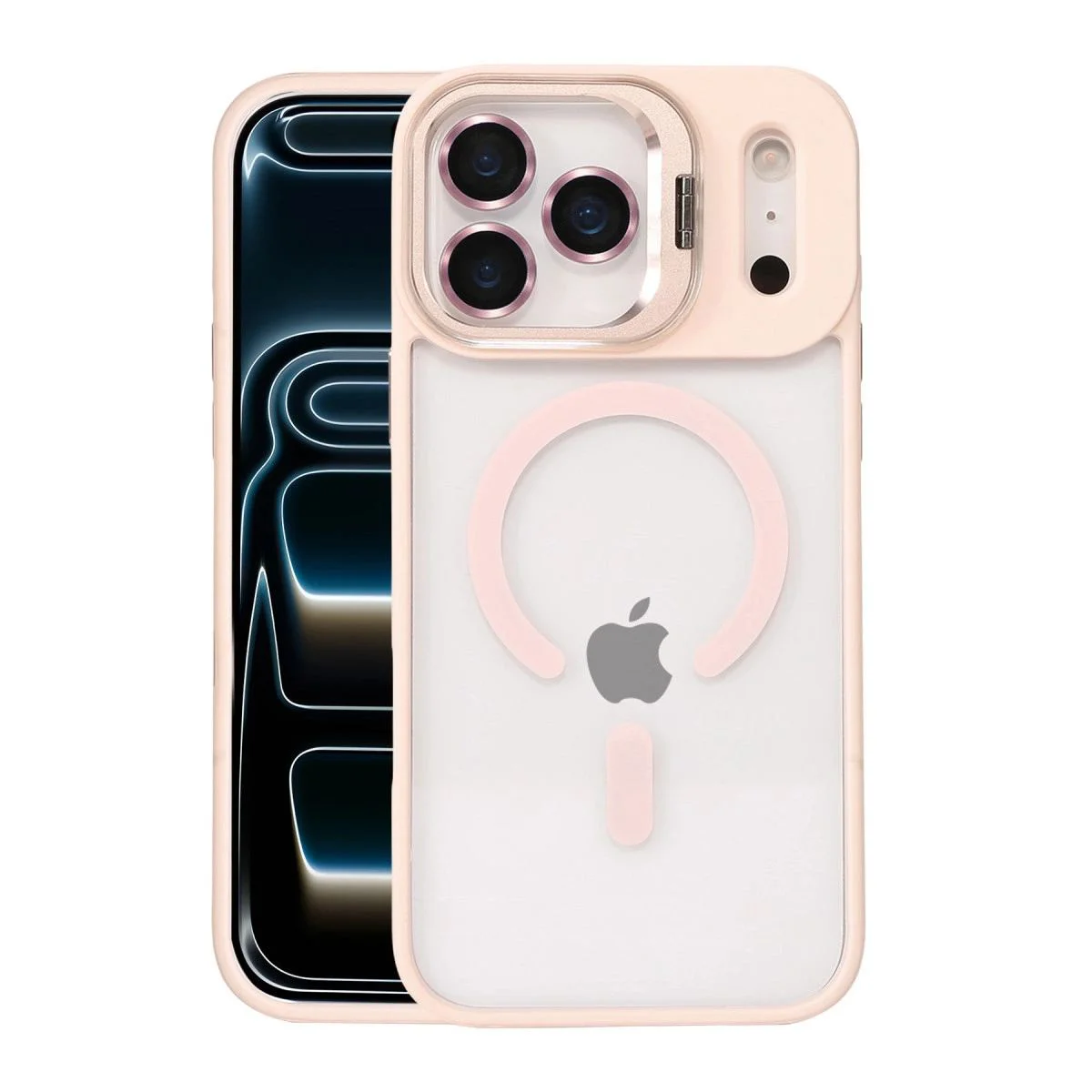 iPhone 17 Pro ile Uyumlu Remim Lensli Magsafe Standlı Kılıf - Pembe Şeffaf iPhone 17 Pro ile Uyumlu Remim Lensli Magsafe Standlı Kılıf - Pembe Şeffaf