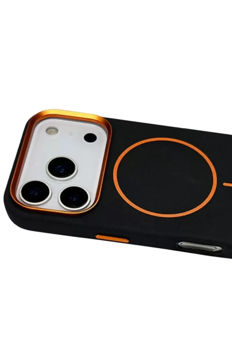 iPhone 17 Pro ile Uyumlu Luno Deri MagSafe Kılıf - Siyah