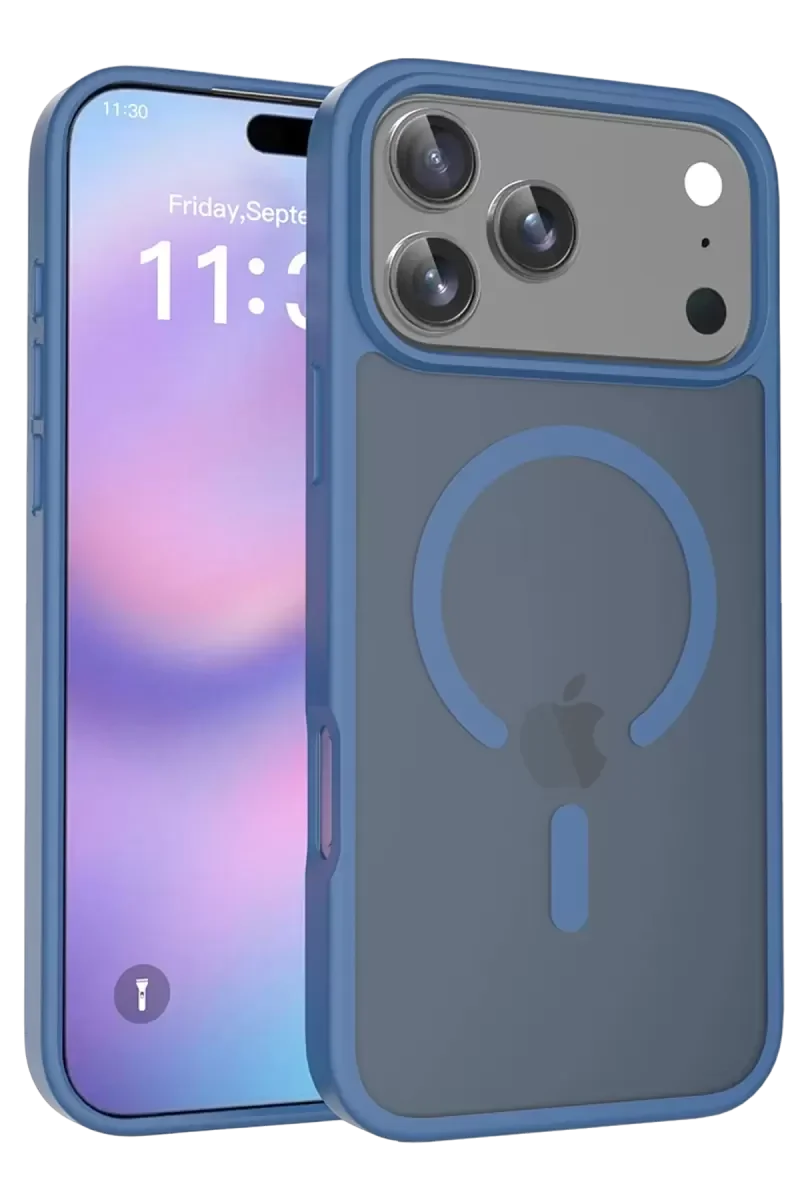 iPhone 17 Pro ile Uyumlu Jota MagSafe Kılıf - Lacivert Premium Silikon Çift Katmanlı Koruma
