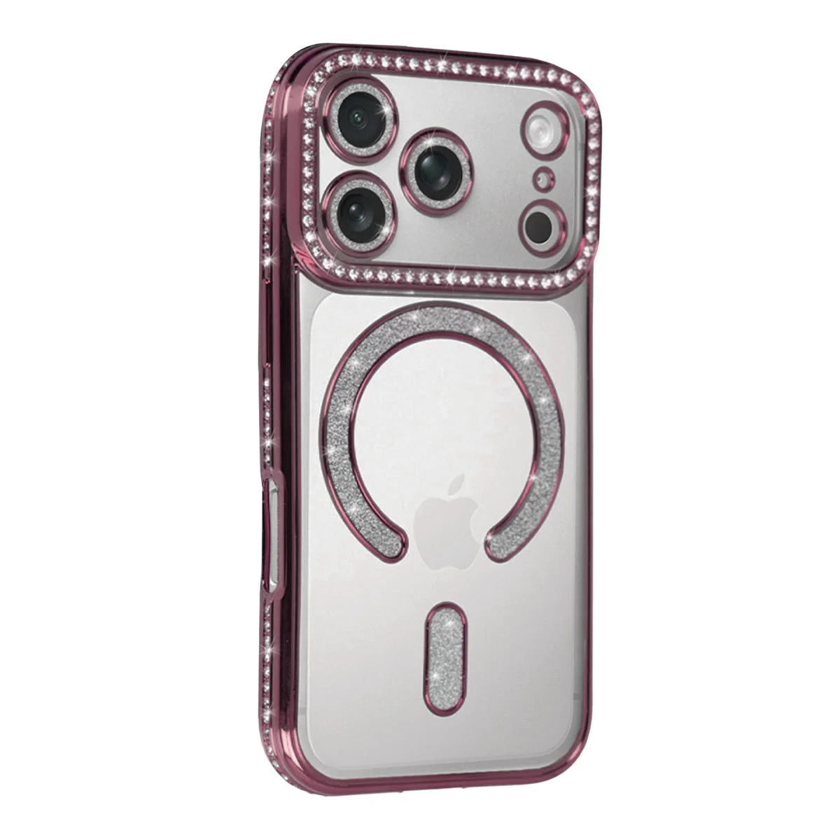 iPhone 17 Pro Joke Simli Pembe Kılıf - Parlak Elmas Tasarım TPU Magneticsafe