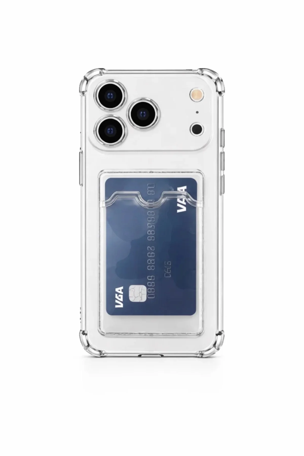 iPhone 17 Pro Kartlıklı Antişok Kılıf Şeffaf