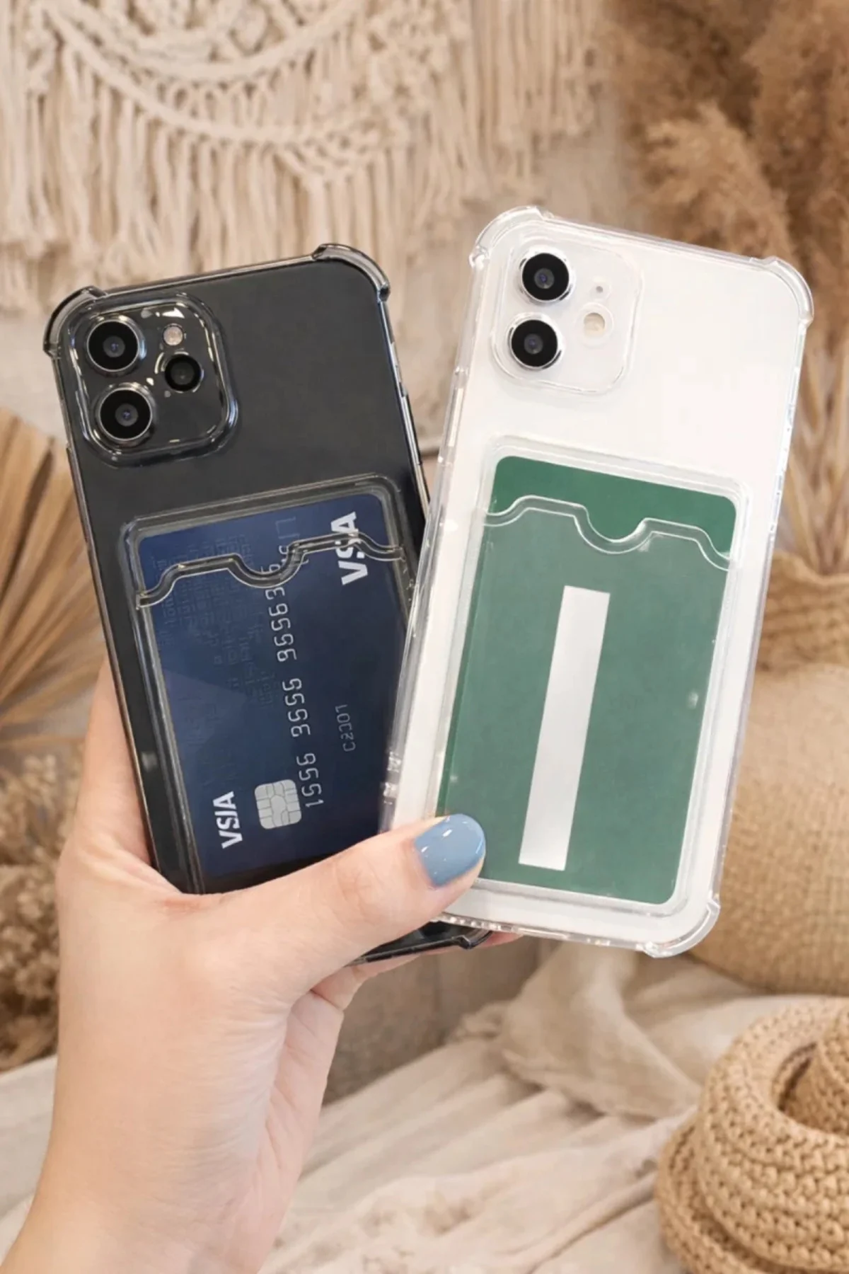 iPhone 17 Pro Kartlıklı Antişok Kılıf Şeffaf