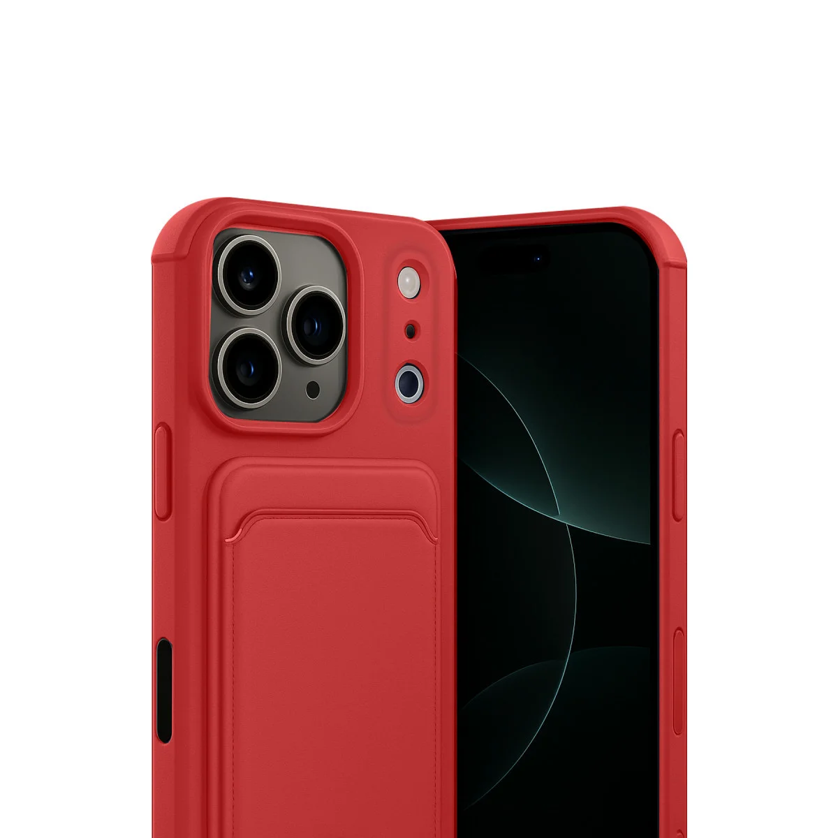 iPhone 17 Pro Kırmızı Kelvin Silikon Kılıf: Kartvizitli ve Tam Korumalı