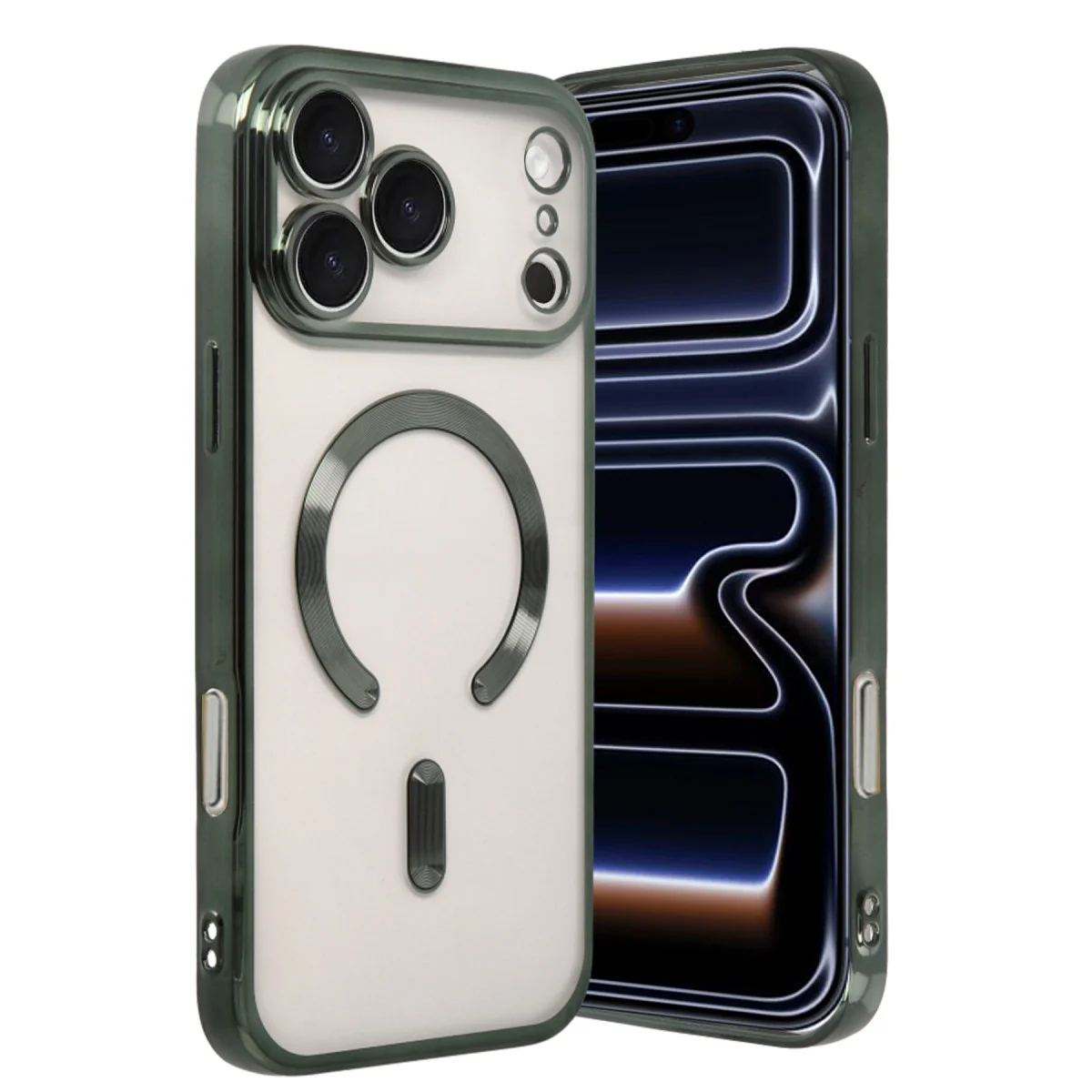 iPhone 17 Pro Koyu Yeşil Kapsül - MagSafe ve 360° Korumalı Kılıf