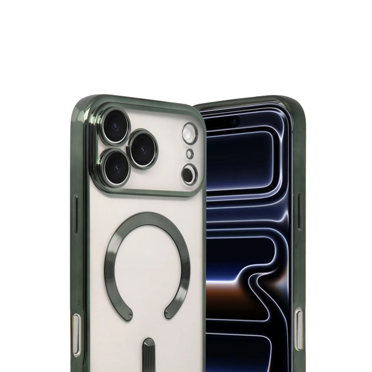 iPhone 17 Pro Koyu Yeşil Kapsül - MagSafe ve 360° Korumalı Kılıf