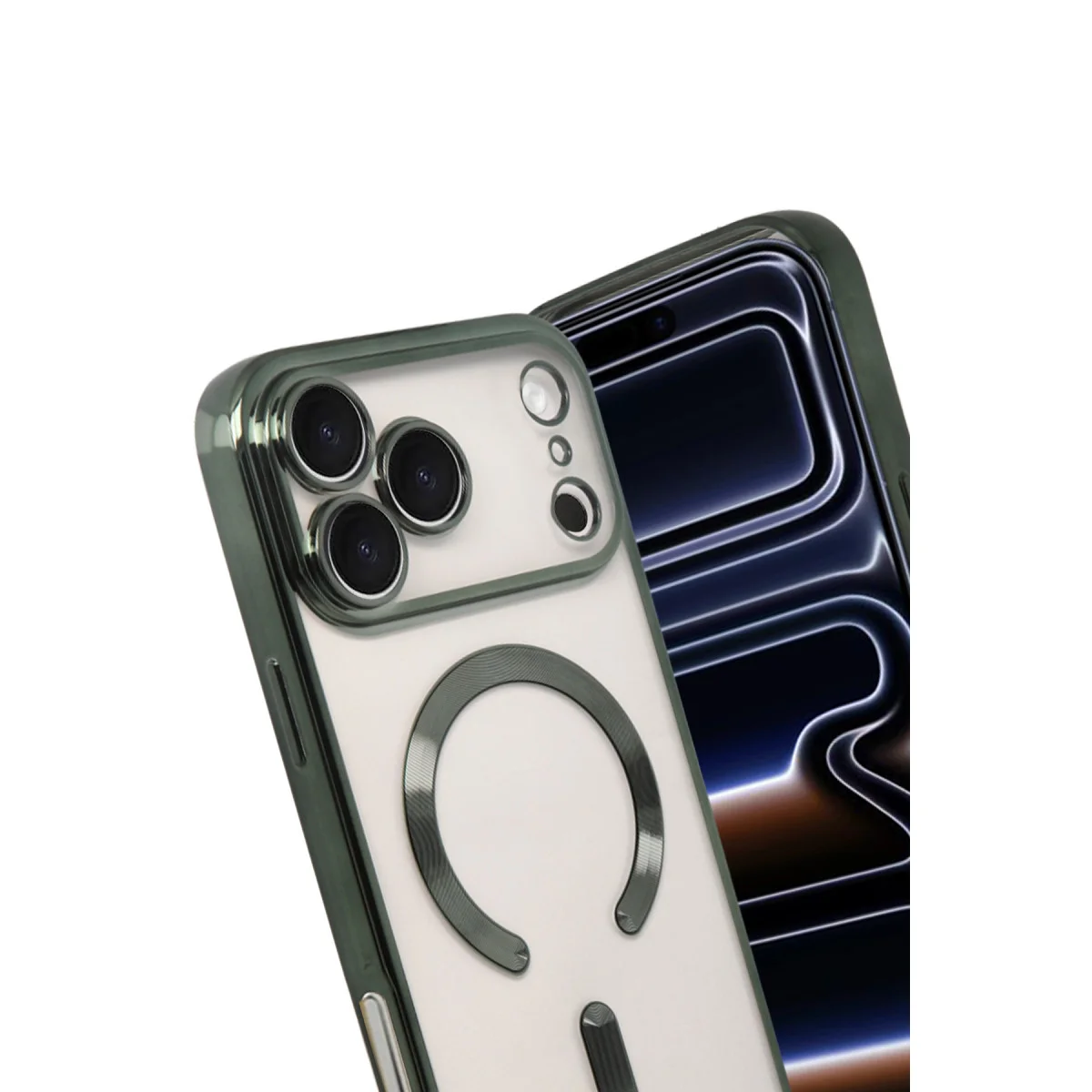 iPhone 17 Pro Koyu Yeşil Kapsül - MagSafe ve 360° Korumalı Kılıf