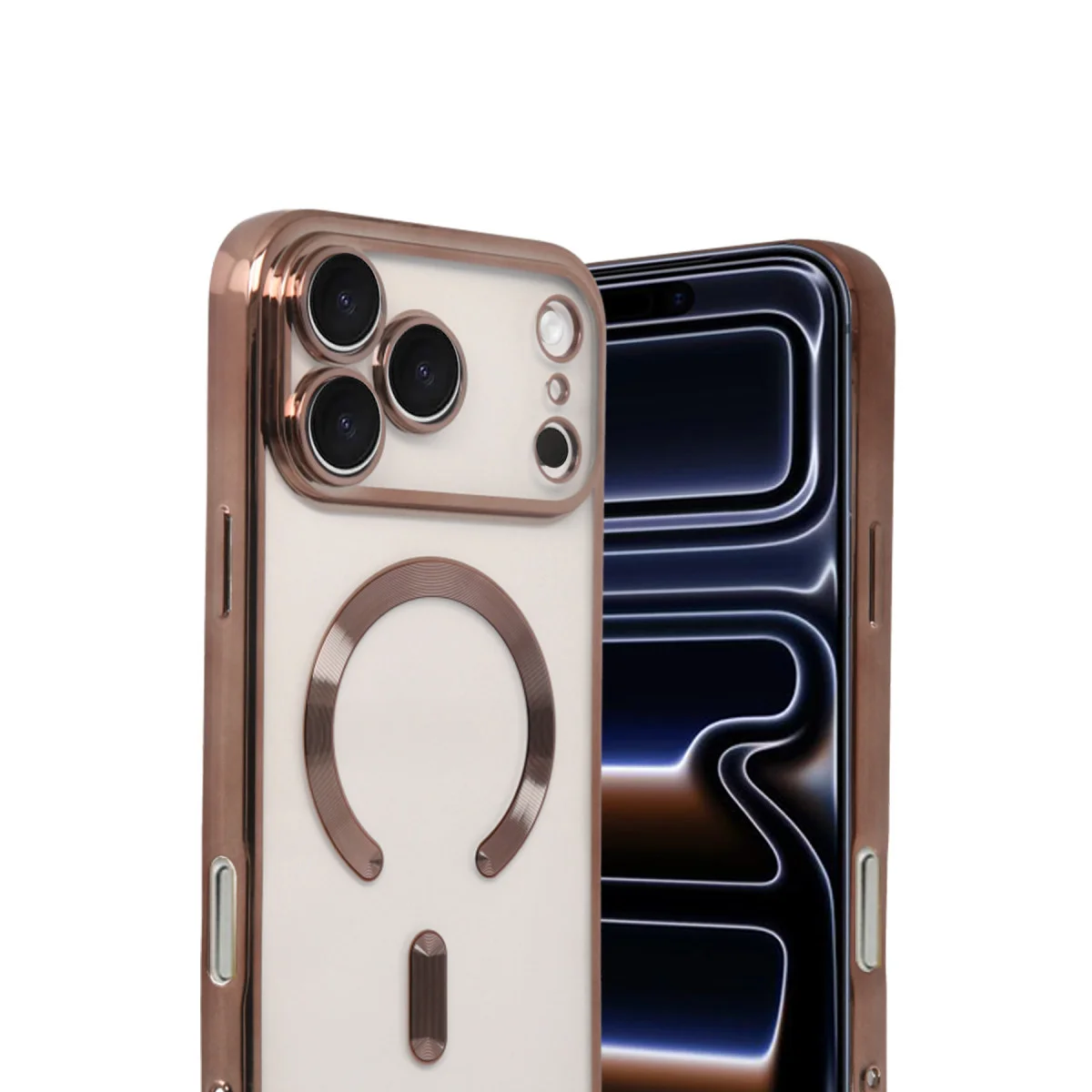 iPhone 17 Pro Kross Magneticsafe Çöl Titanyum Kılıf - Ultra Şeffaf ve 360° Koruma