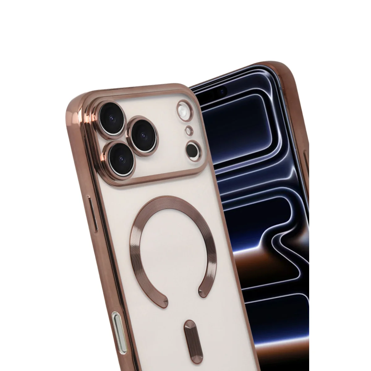 iPhone 17 Pro Kross Magneticsafe Çöl Titanyum Kılıf - Ultra Şeffaf ve 360° Koruma