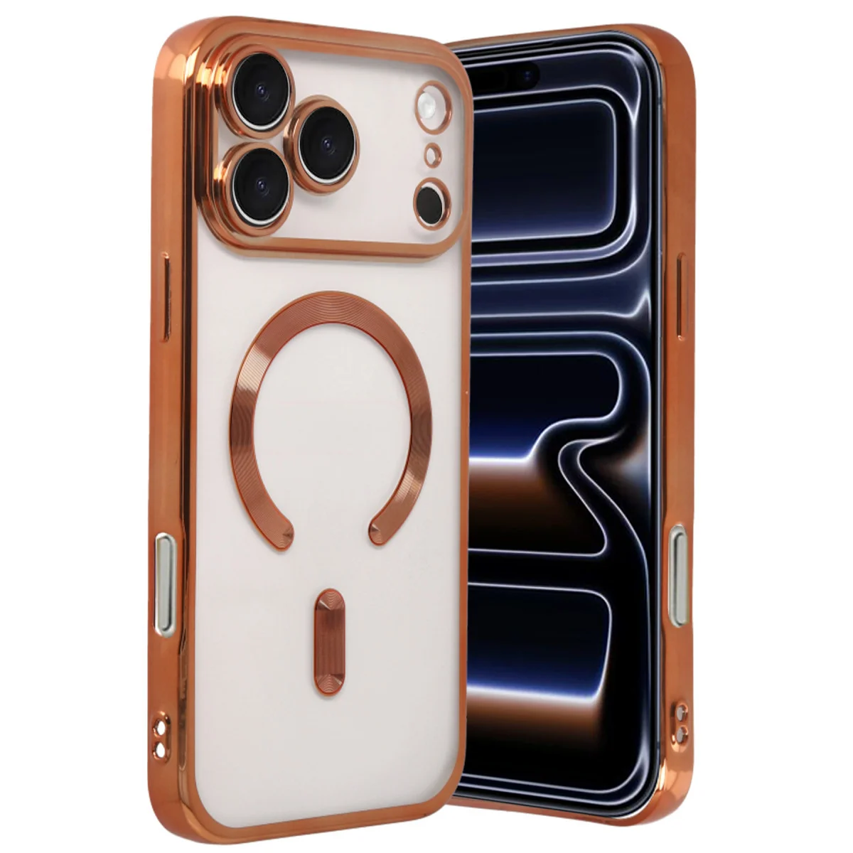 iPhone 17 Pro Kross Magneticsafe Kapak Turuncu - MagSafe Uyumlu, Şeffaf ve Çizilmeye Dayanıklı