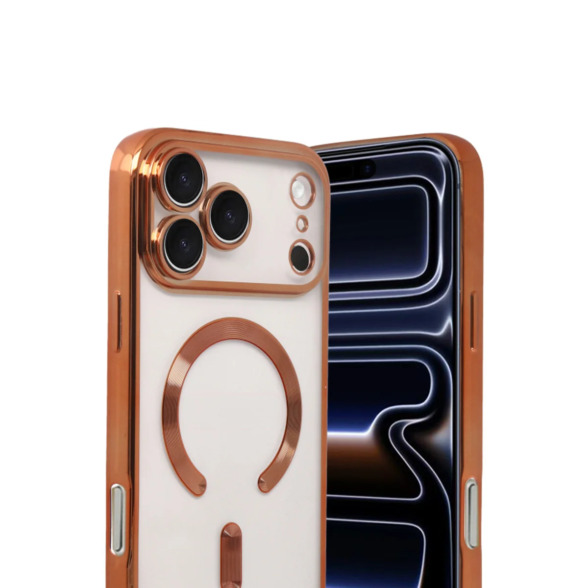 iPhone 17 Pro Kross Magneticsafe Kapak Turuncu - MagSafe Uyumlu, Şeffaf ve Çizilmeye Dayanıklı