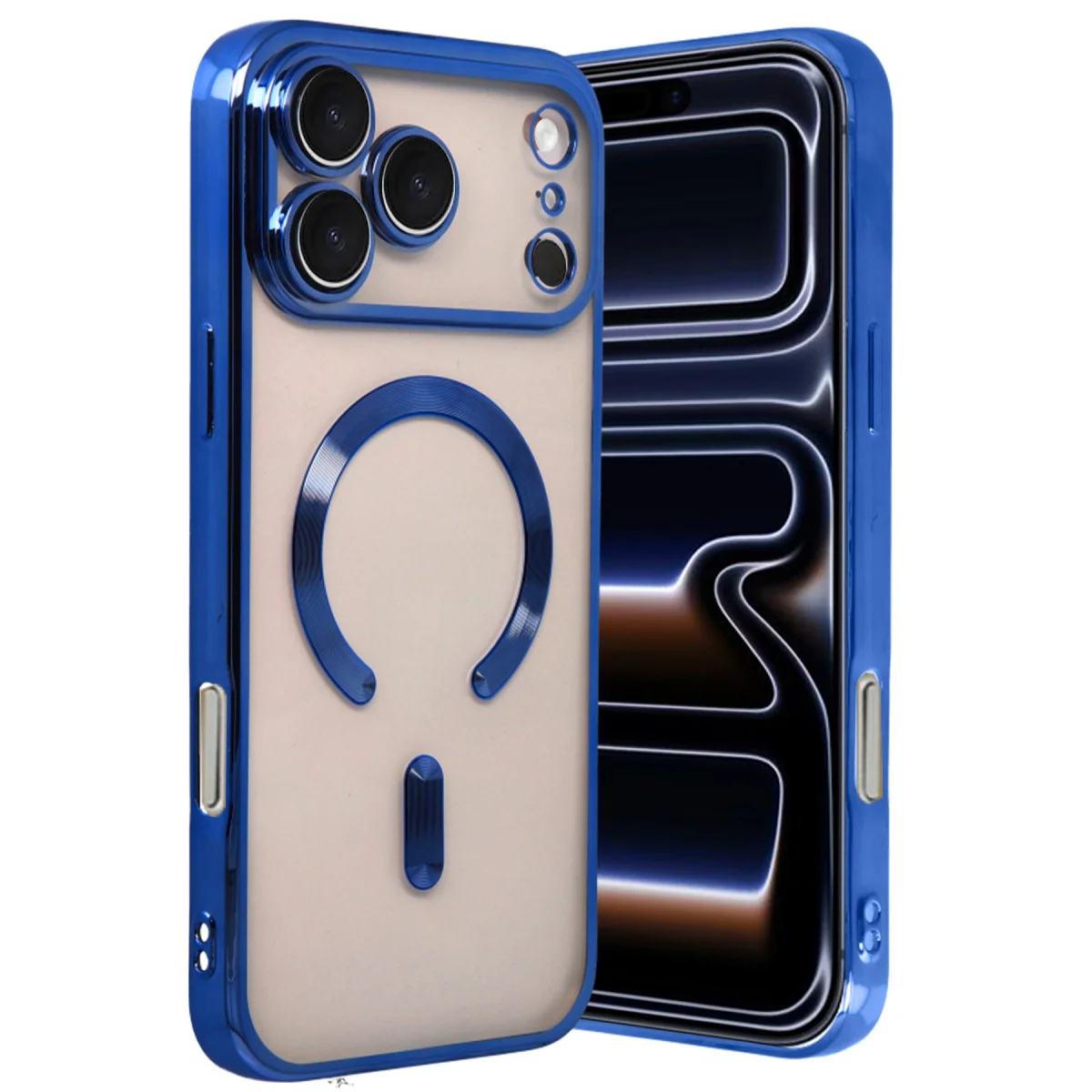 iPhone 17 Pro Kross Lacivert Kapak - 1mm Ince MagSafe Manyetik ve Kamera Koruma