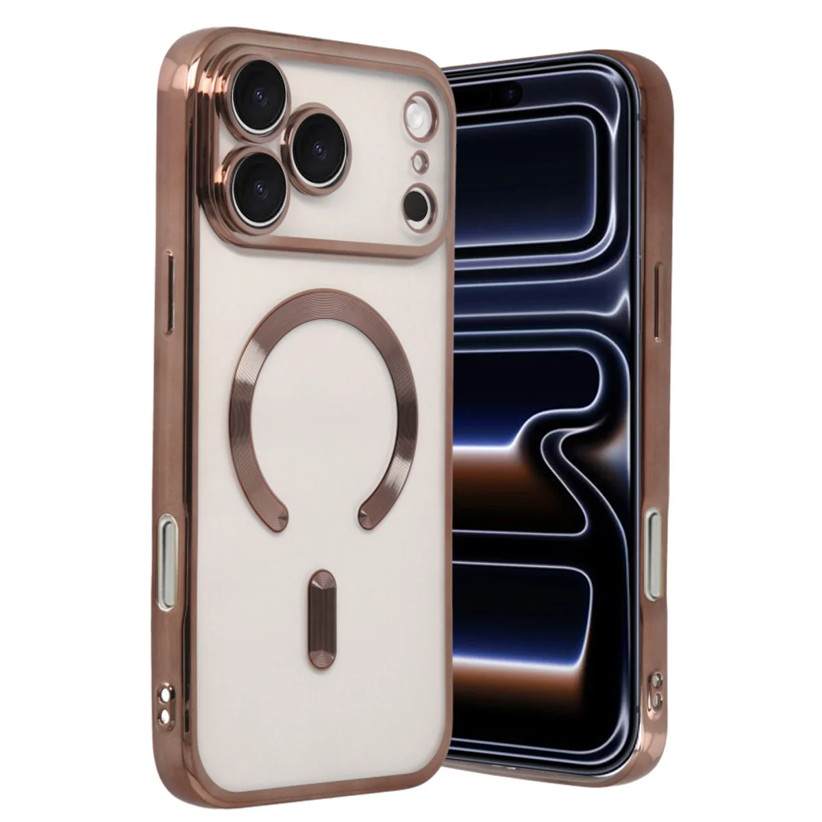 iPhone 17 Pro Kross Magneticsafe Çöl Titanyum Kılıf - Ultra Şeffaf ve 360° Koruma