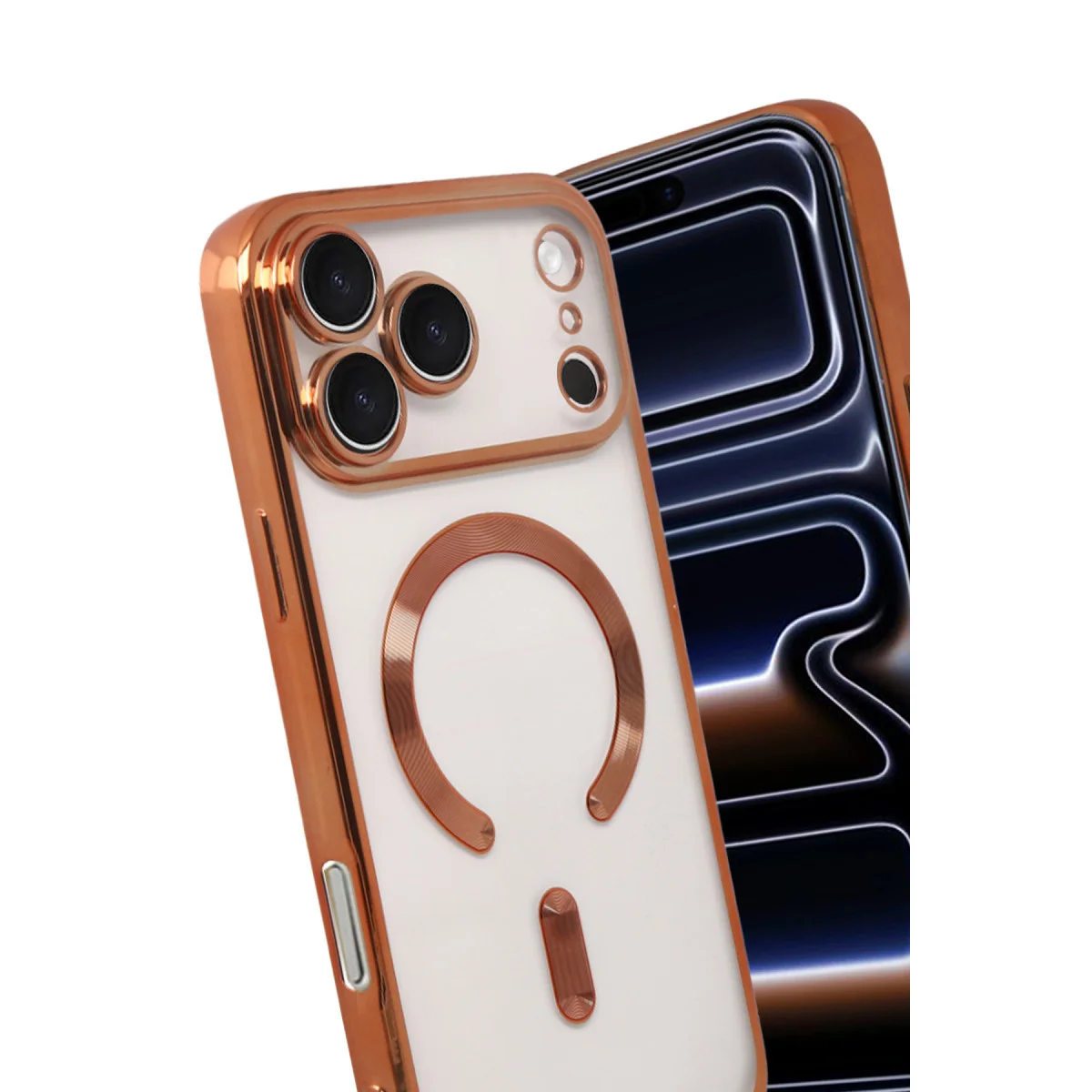 iPhone 17 Pro Kross Magneticsafe Kapak Turuncu - MagSafe Uyumlu, Şeffaf ve Çizilmeye Dayanıklı