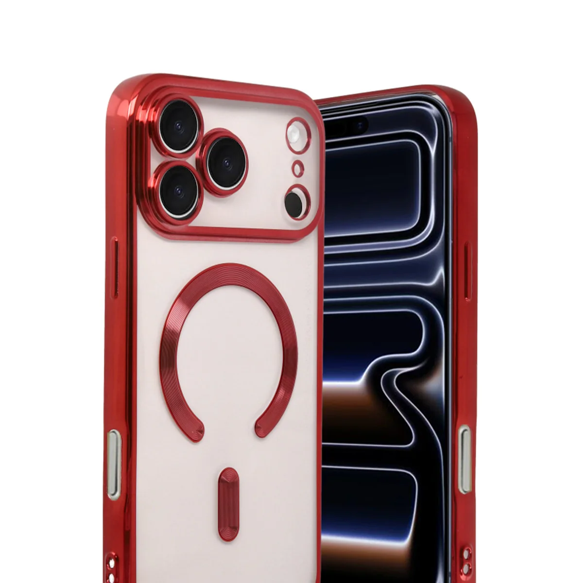 iPhone 17 Pro Kross Kırmızı Kapak - Ultra Şeffaf ve MagSafe Uyumlu Kılıf
